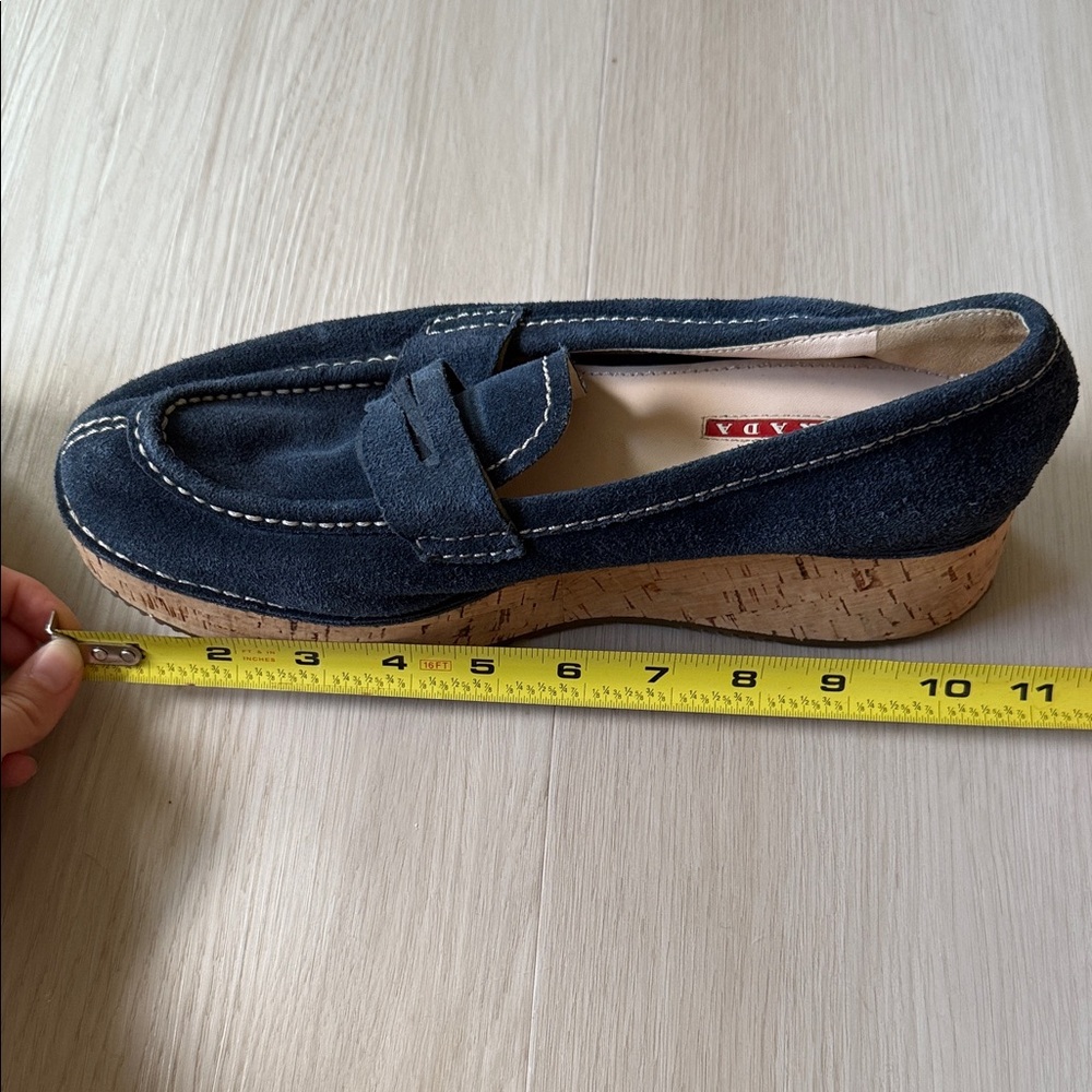 Prada Women's Navy Suede Loafers - Picture 10 of 13